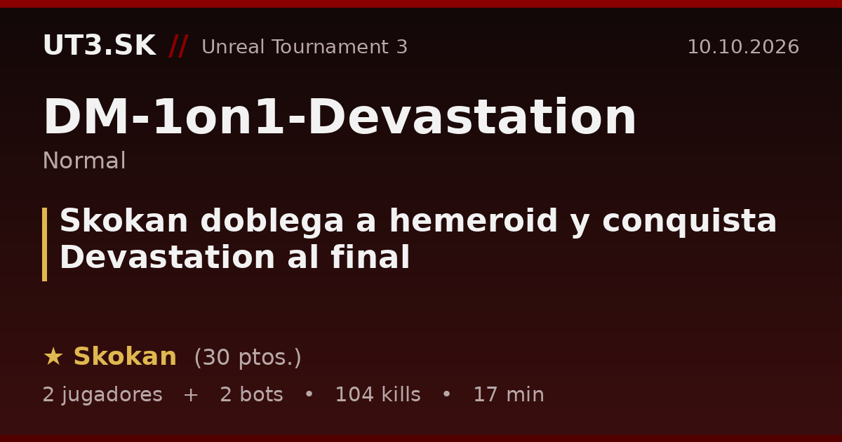 Skokan doblega a hemeroid y conquista Devastation al final