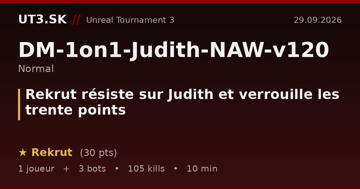 Rekrut résiste sur Judith et verrouille les trente points