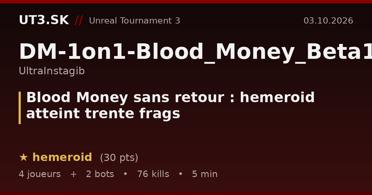 Blood Money sans retour : hemeroid atteint trente frags