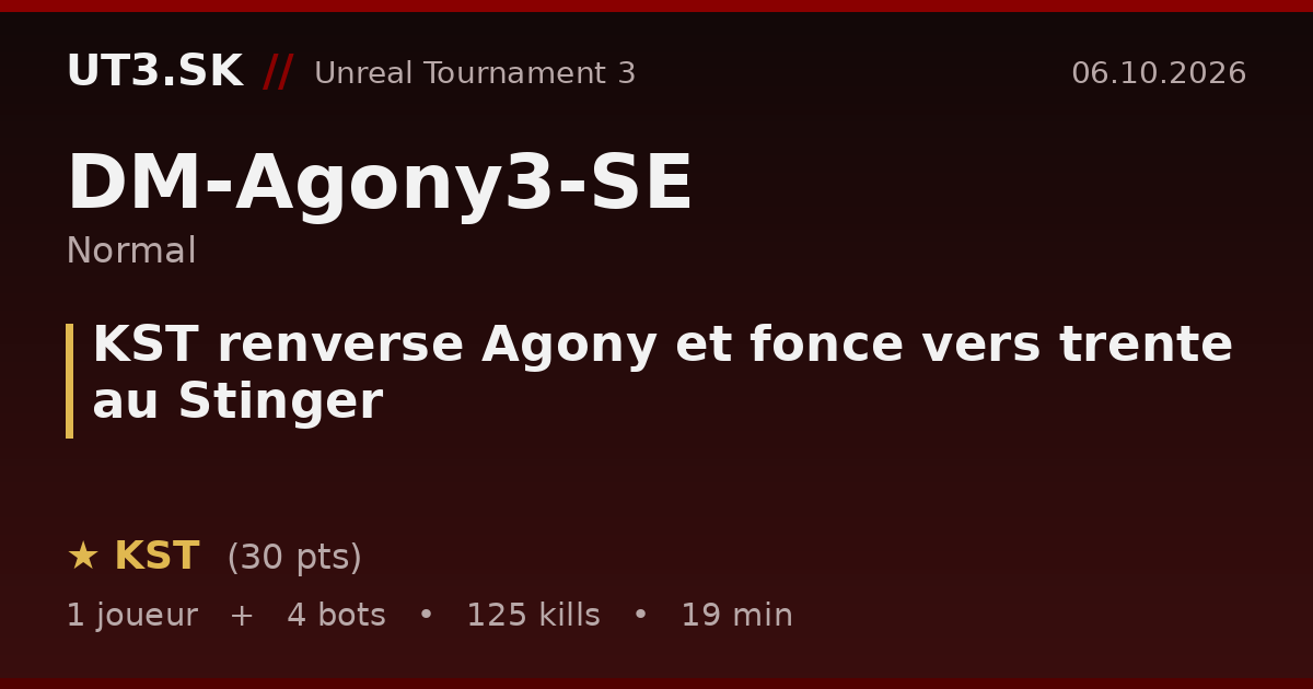 KST renverse Agony et fonce vers trente au Stinger