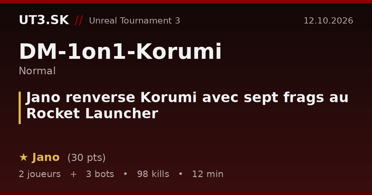 Jano renverse Korumi avec sept frags au Rocket Launcher
