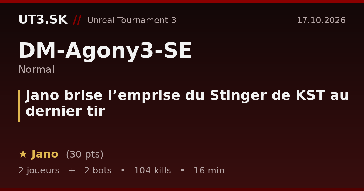 Jano brise l’emprise du Stinger de KST au dernier tir