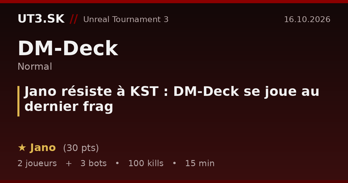 Jano résiste à KST : DM-Deck se joue au dernier frag
