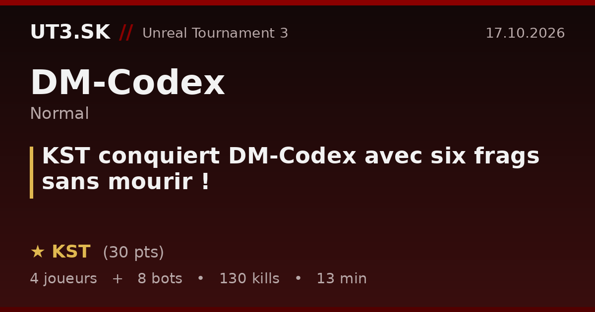 KST conquiert DM-Codex avec six frags sans mourir !