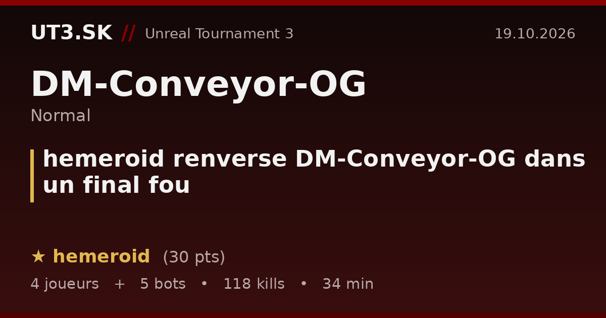 hemeroid renverse DM-Conveyor-OG dans un final fou