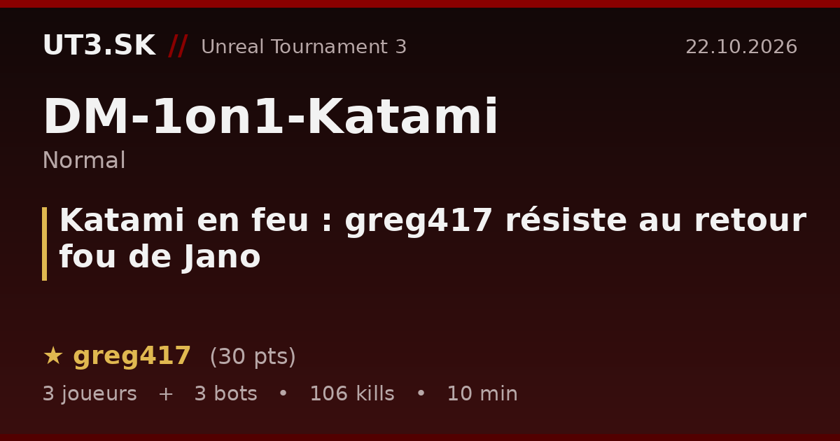 Katami en feu : greg417 résiste au retour fou de Jano