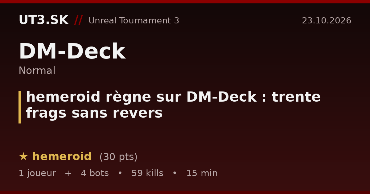 hemeroid règne sur DM-Deck : trente frags sans revers