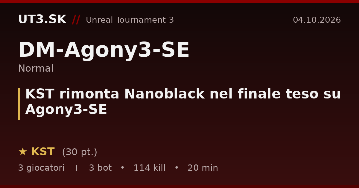 KST rimonta Nanoblack nel finale teso su Agony3-SE