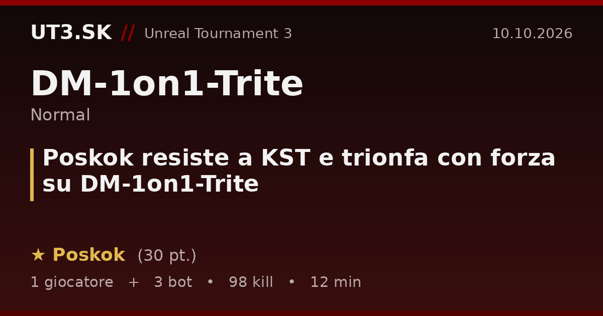 Poskok resiste a KST e trionfa con forza su DM-1on1-Trite