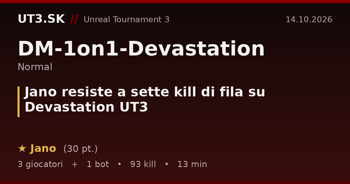 Jano resiste a sette kill di fila su Devastation UT3