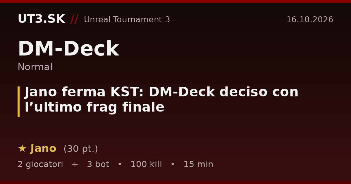 Jano ferma KST: DM-Deck deciso con l’ultimo frag finale