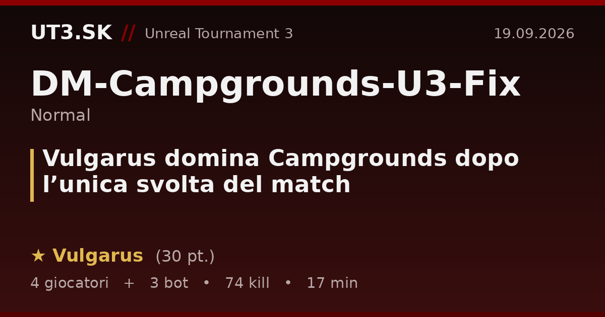 Vulgarus domina Campgrounds dopo l’unica svolta del match