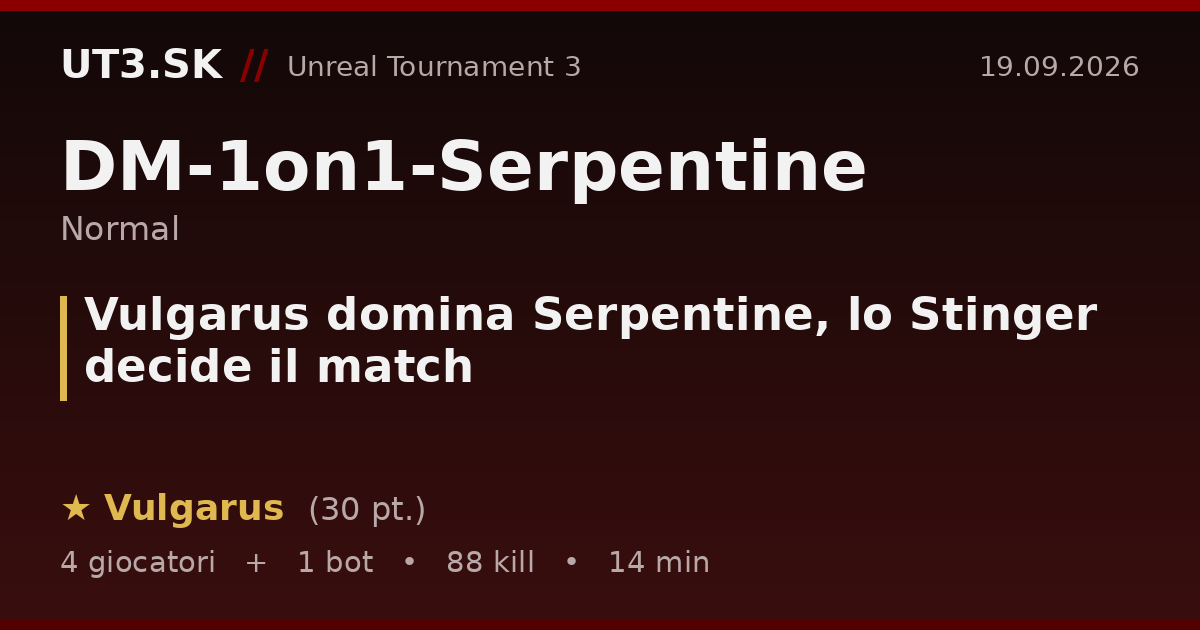 Vulgarus domina Serpentine, lo Stinger decide il match