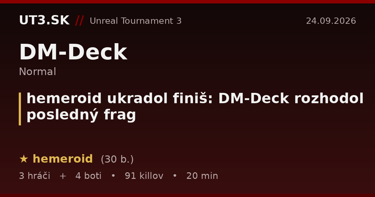 hemeroid ukradol finiš: DM-Deck rozhodol posledný frag