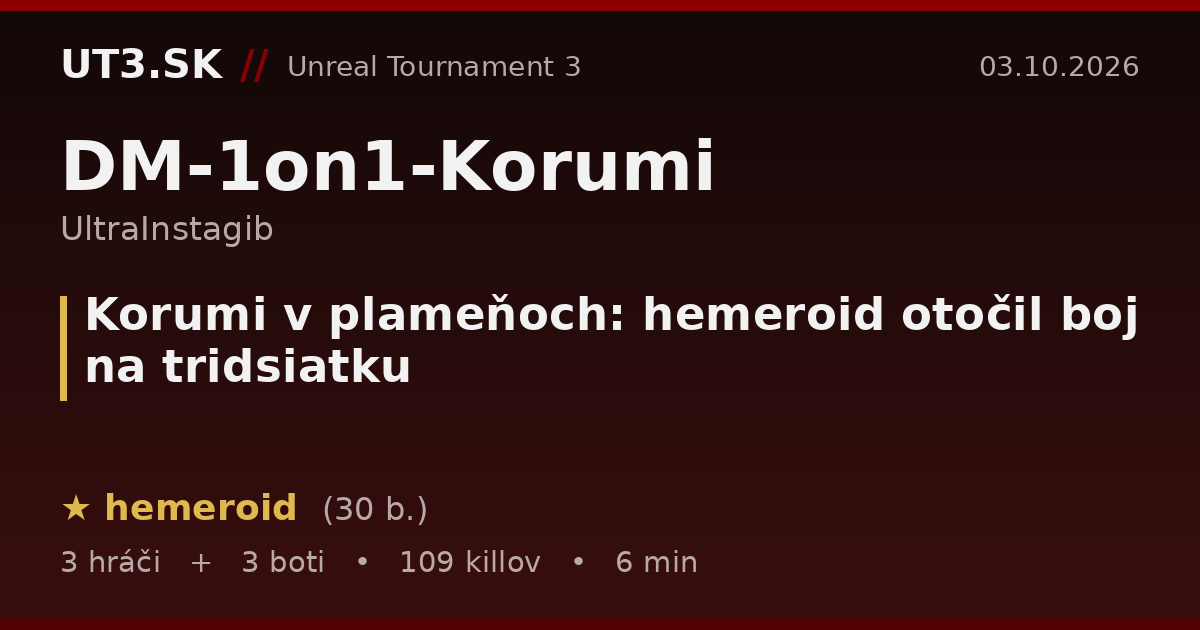 Korumi v plameňoch: hemeroid otočil boj na tridsiatku