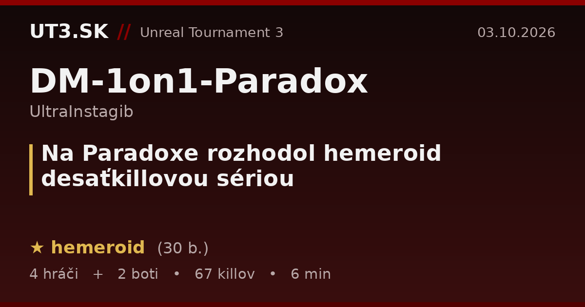 Na Paradoxe rozhodol hemeroid desaťkillovou sériou