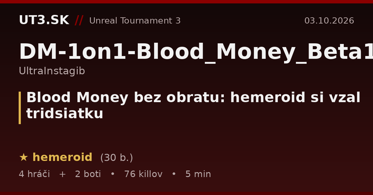 Blood Money bez obratu: hemeroid si vzal tridsiatku