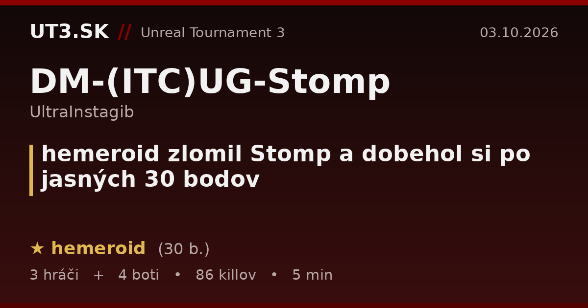 hemeroid zlomil Stomp a dobehol si po jasných 30 bodov