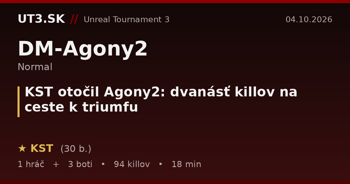 KST otočil Agony2: dvanásť killov na ceste k triumfu
