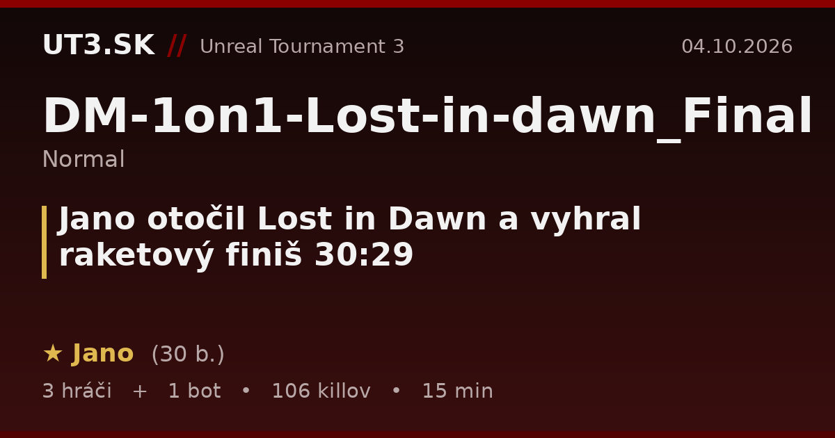 Jano otočil Lost in Dawn a vyhral raketový finiš 30:29