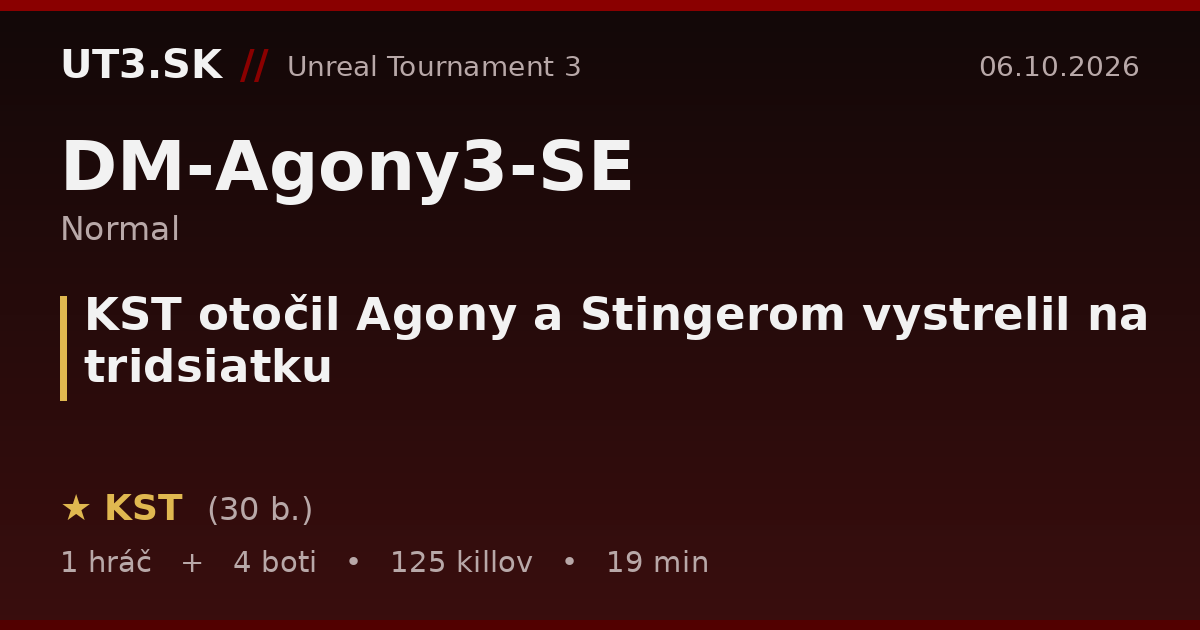 KST otočil Agony a Stingerom vystrelil na tridsiatku