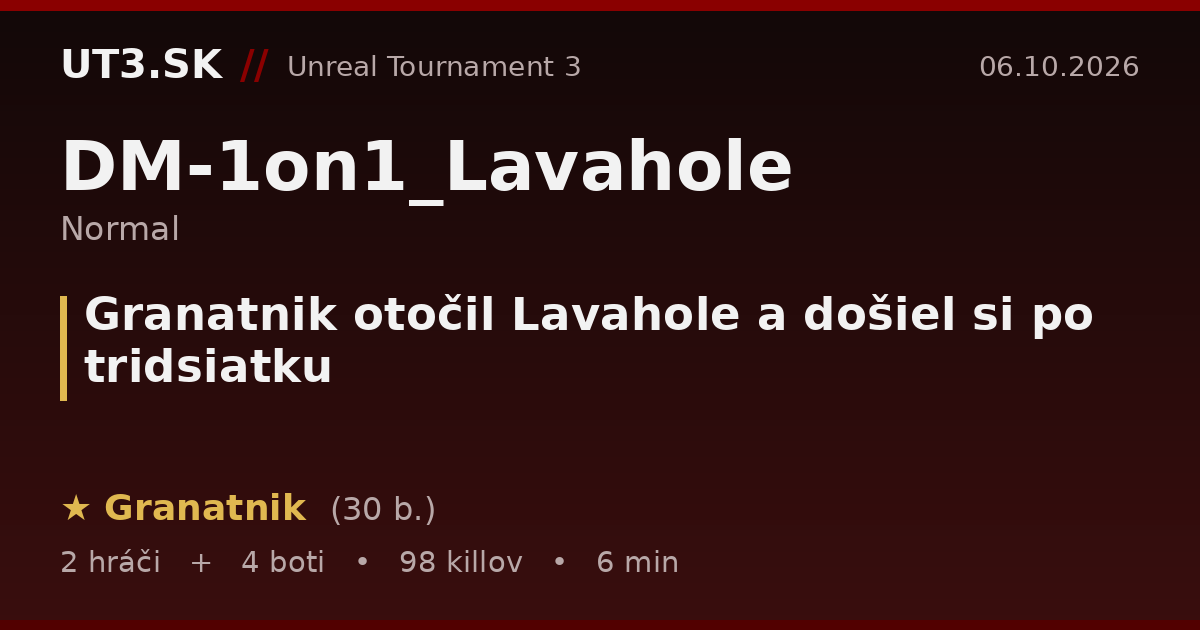Granatnik otočil Lavahole a došiel si po tridsiatku