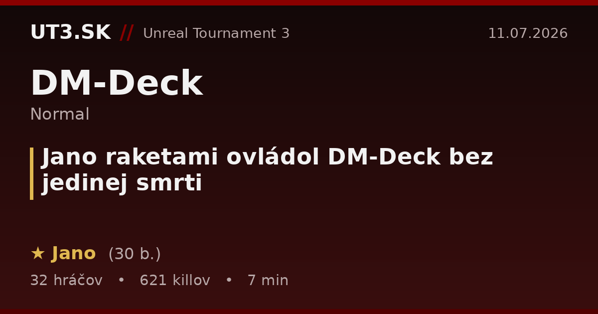Jano raketami ovládol DM-Deck bez jedinej smrti