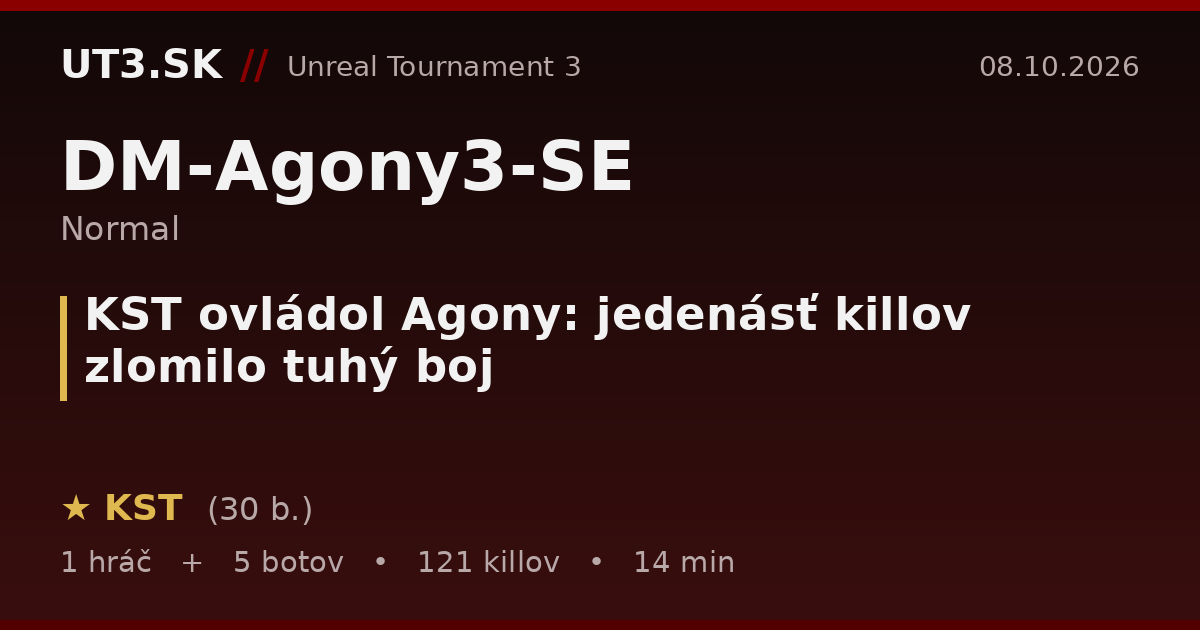 KST ovládol Agony: jedenásť killov zlomilo tuhý boj
