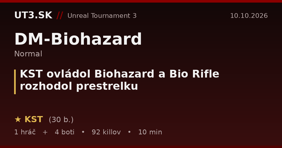 KST ovládol Biohazard a Bio Rifle rozhodol prestrelku