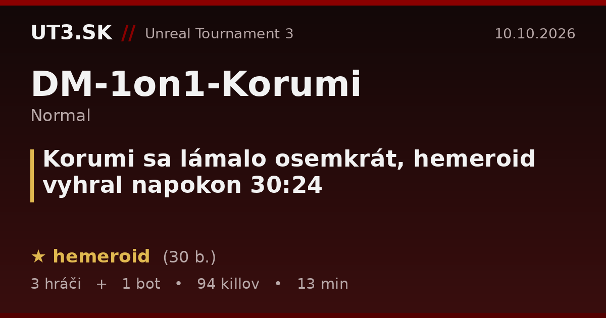 Korumi sa lámalo osemkrát, hemeroid vyhral napokon 30:24