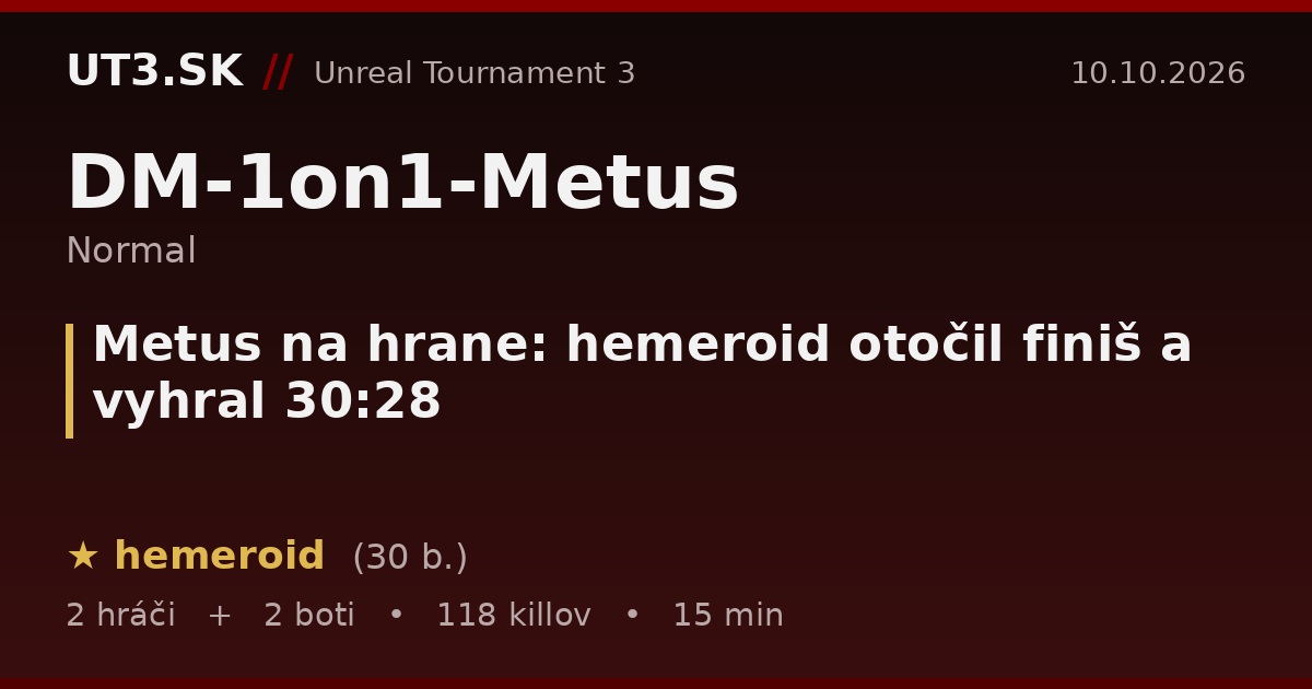 Metus na hrane: hemeroid otočil finiš a vyhral 30:28