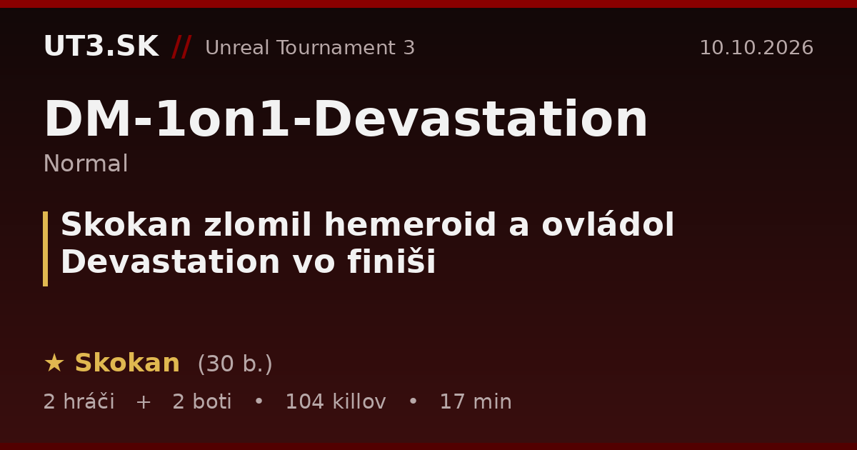 Skokan zlomil hemeroid a ovládol Devastation vo finiši