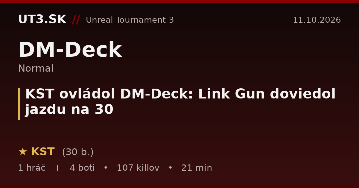 KST ovládol DM-Deck: Link Gun doviedol jazdu na 30