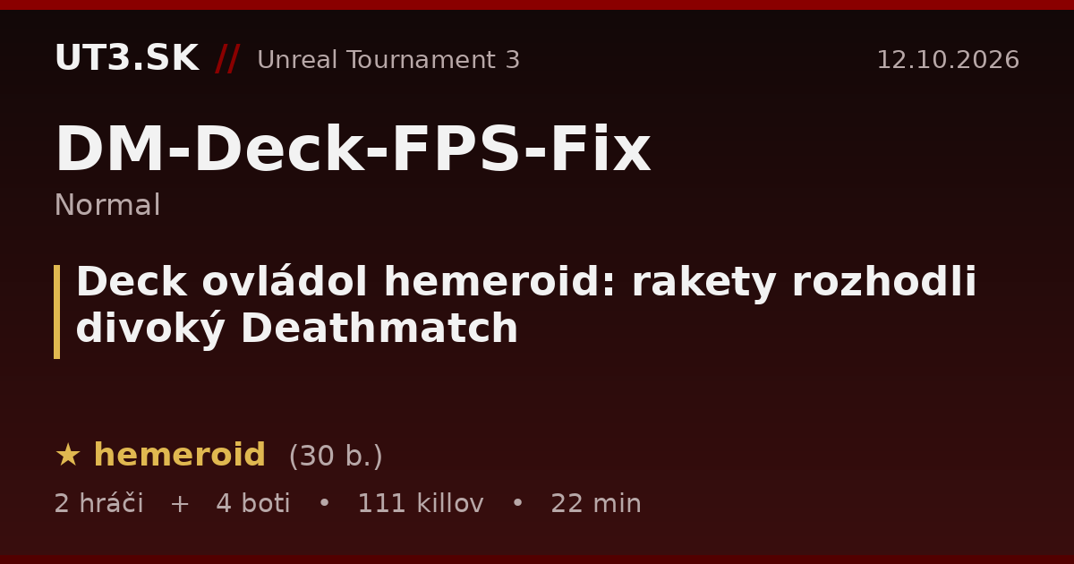 Deck ovládol hemeroid: rakety rozhodli divoký Deathmatch
