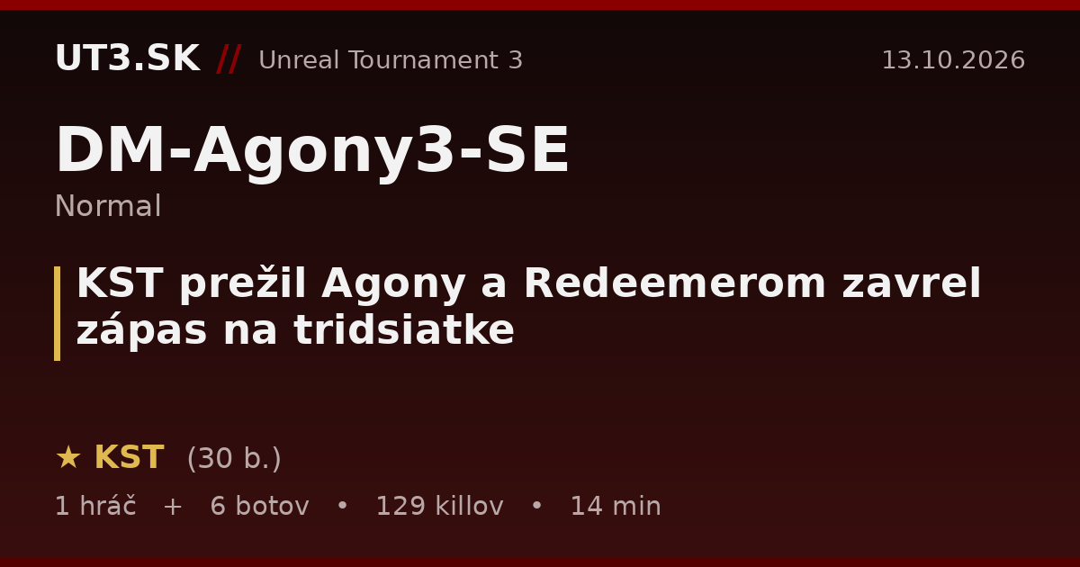 KST prežil Agony a Redeemerom zavrel zápas na tridsiatke