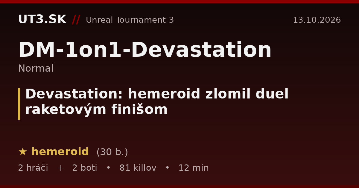 Devastation: hemeroid zlomil duel raketovým finišom