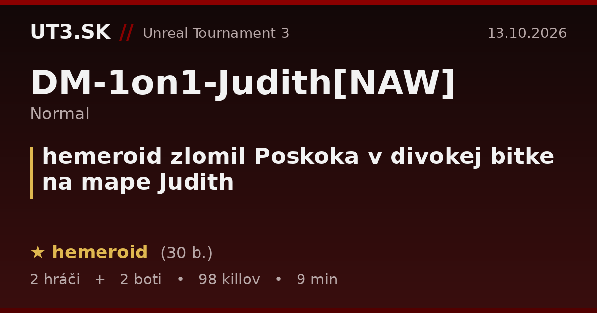 hemeroid zlomil Poskoka v divokej bitke na mape Judith