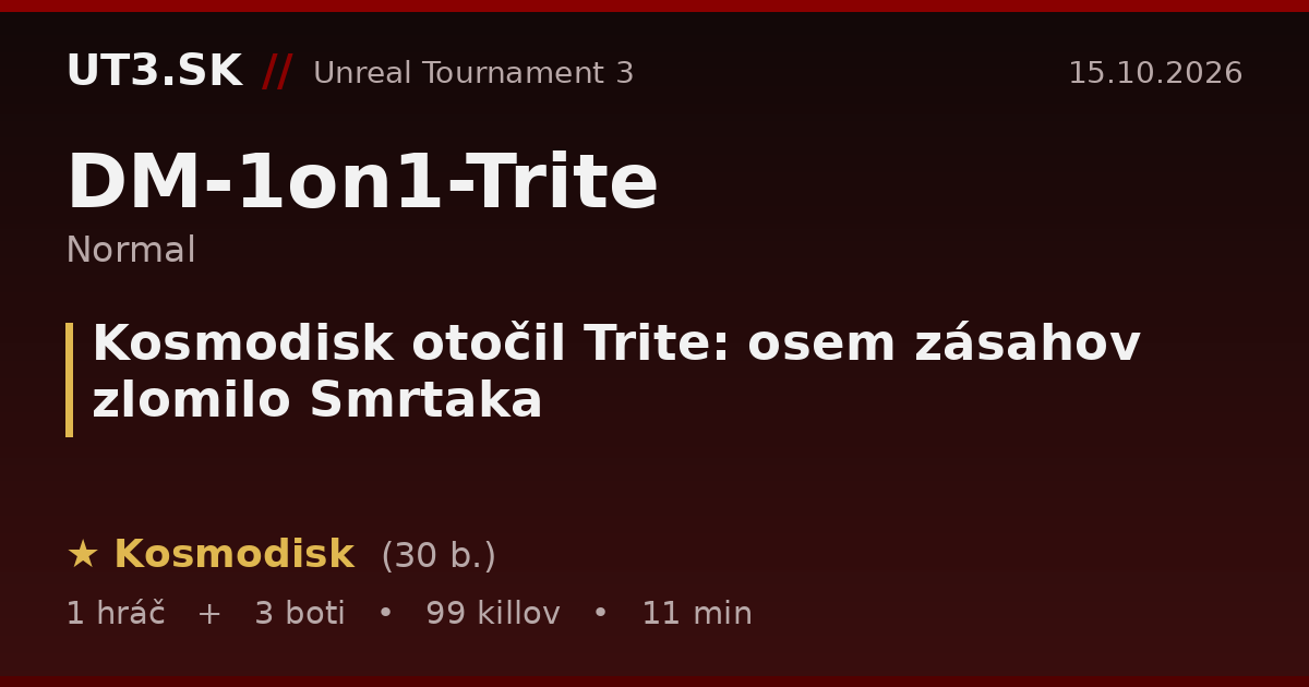 Kosmodisk otočil Trite: osem zásahov zlomilo Smrtaka