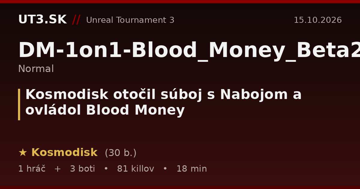 Kosmodisk otočil súboj s Nabojom a ovládol Blood Money