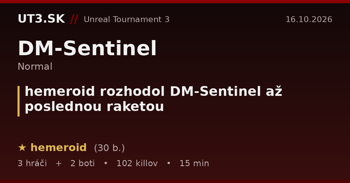 hemeroid rozhodol DM-Sentinel až poslednou raketou