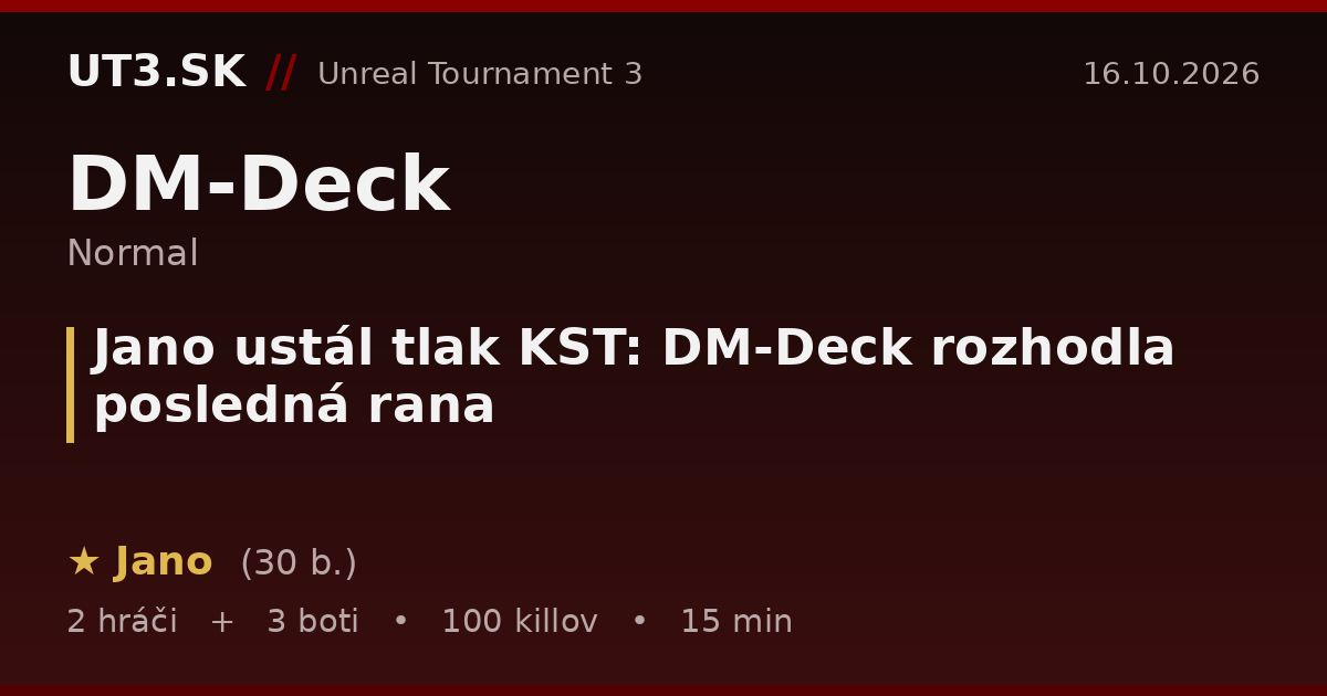 Jano ustál tlak KST: DM-Deck rozhodla posledná rana