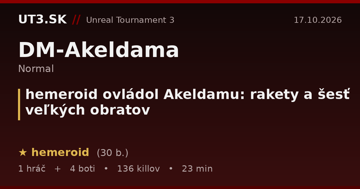hemeroid ovládol Akeldamu: rakety a šesť veľkých obratov
