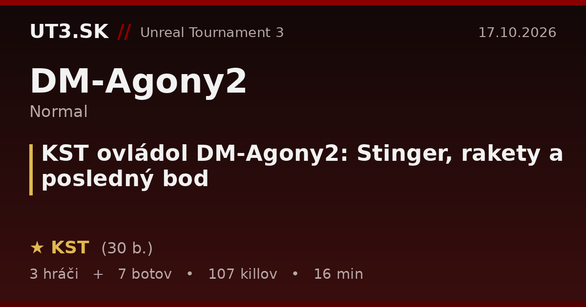 KST ovládol DM-Agony2: Stinger, rakety a posledný bod
