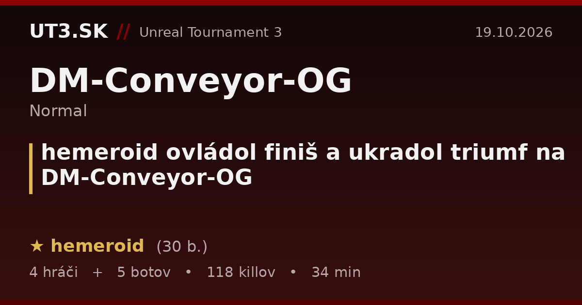 hemeroid ovládol finiš a ukradol triumf na DM-Conveyor-OG