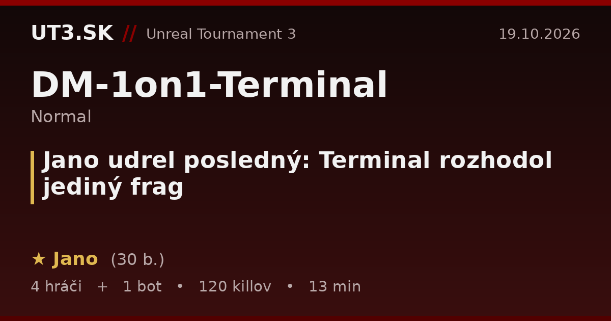 Jano udrel posledný: Terminal rozhodol jediný frag