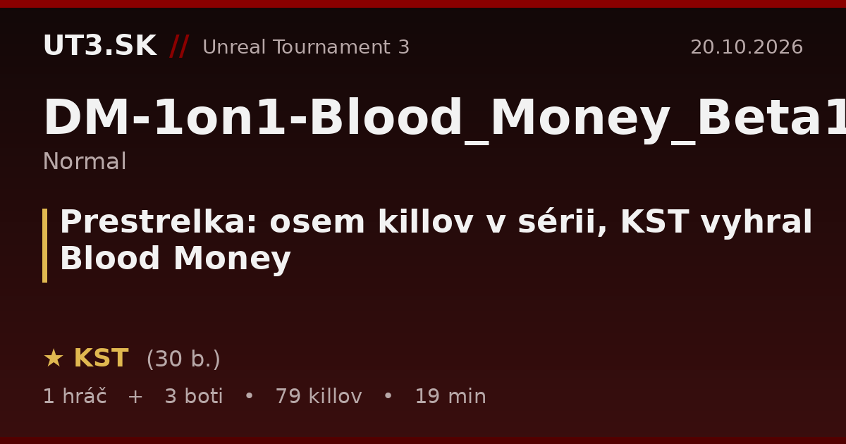Prestrelka: osem killov v sérii, KST vyhral Blood Money