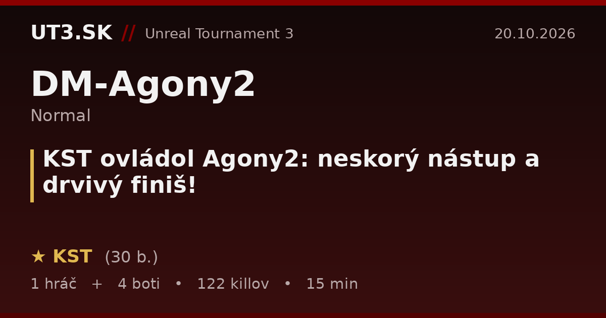 KST ovládol Agony2: neskorý nástup a drvivý finiš!
