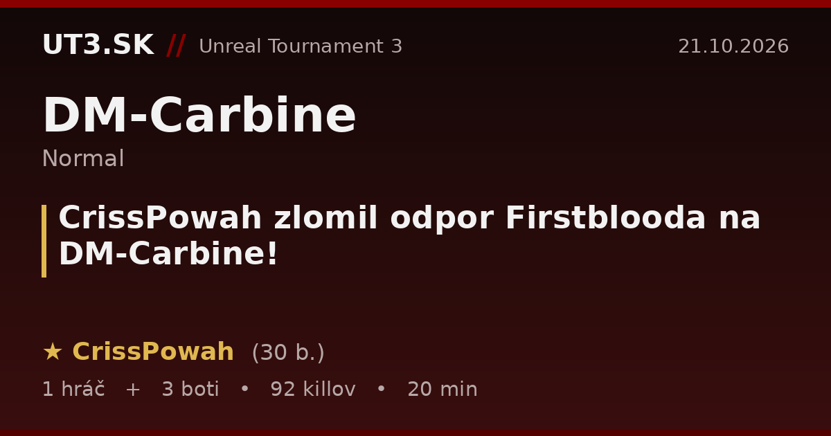 CrissPowah zlomil odpor Firstblooda na DM-Carbine!