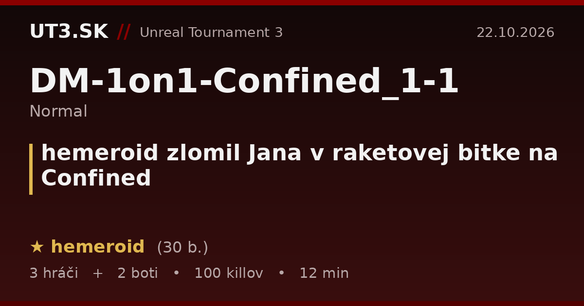 hemeroid zlomil Jana v raketovej bitke na Confined