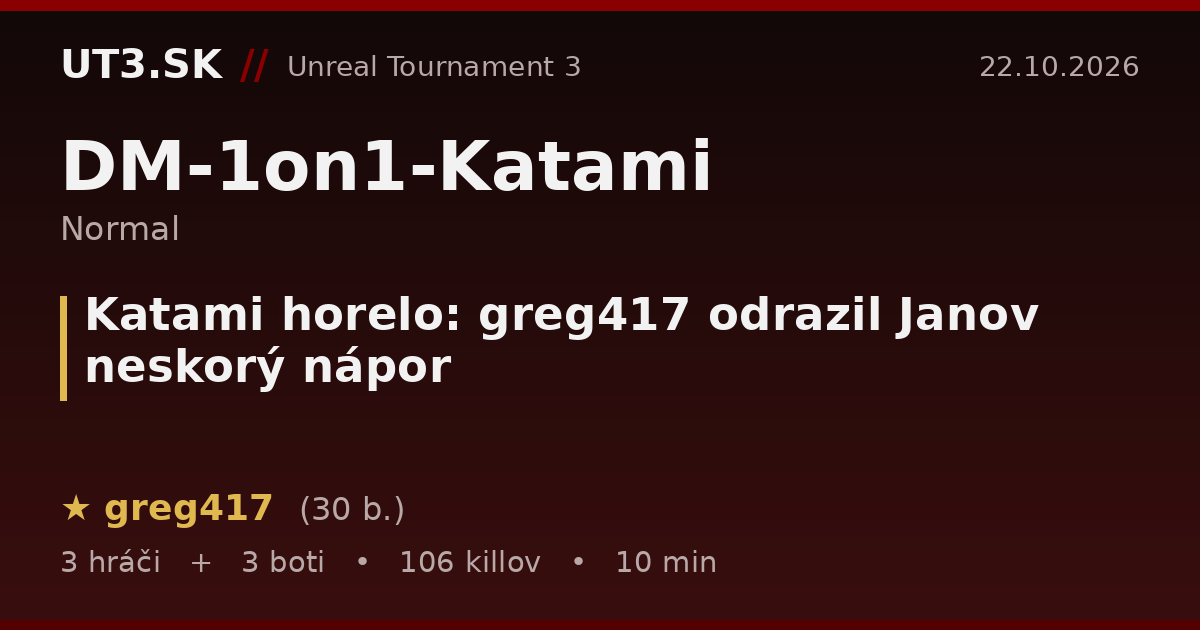 Katami horelo: greg417 odrazil Janov neskorý nápor